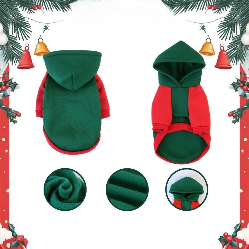 Winter and Autumn Season Christmas Color Dog Sweatshirt Pet Clothing Graphic Multi-color Pullover with Sleeves Cat Coat