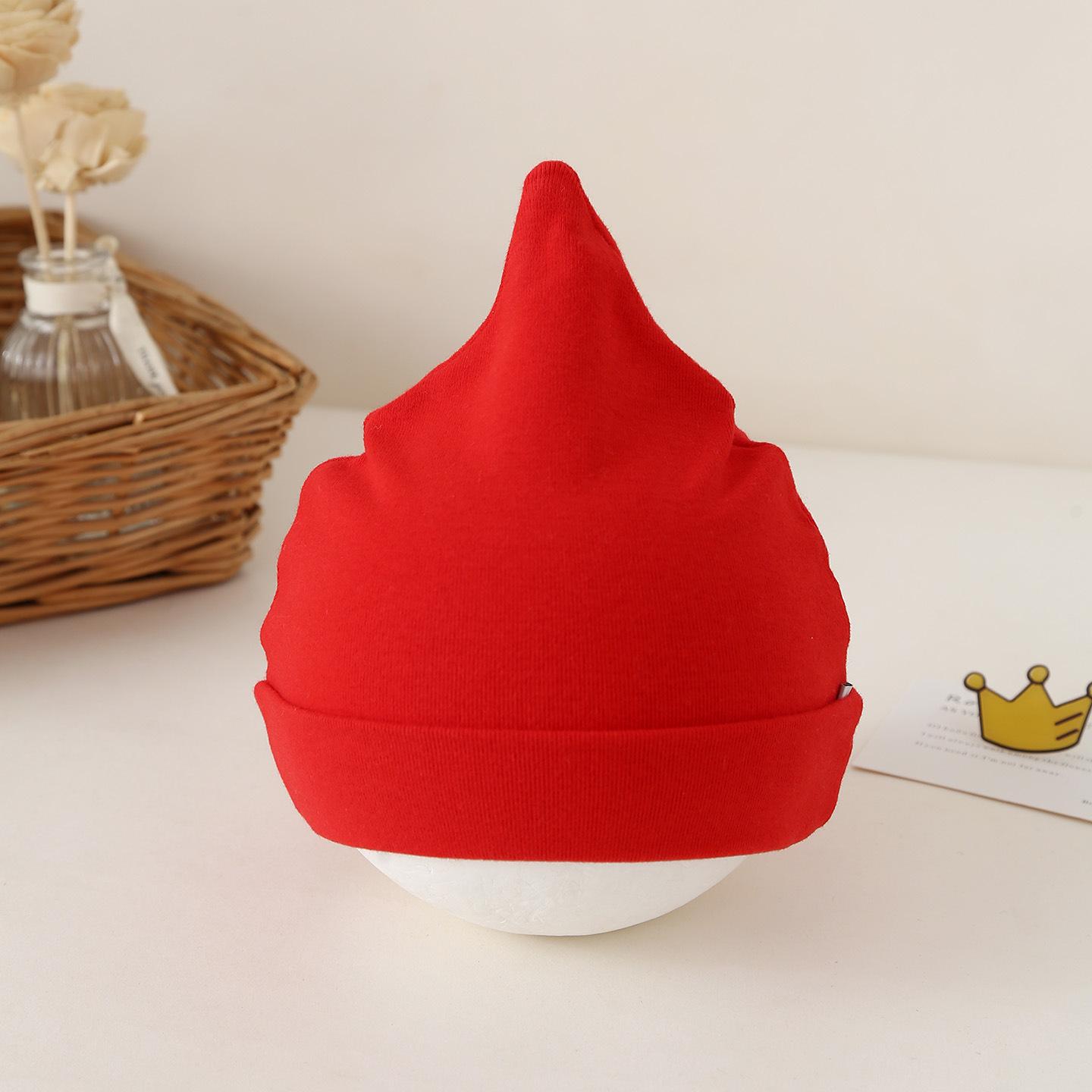 

Korean Style Striped Baby Hat - Pure Cotton for Newborns - Autumn/Winter M (Circumference 36CM, Fits Head 36-44CM) червоний