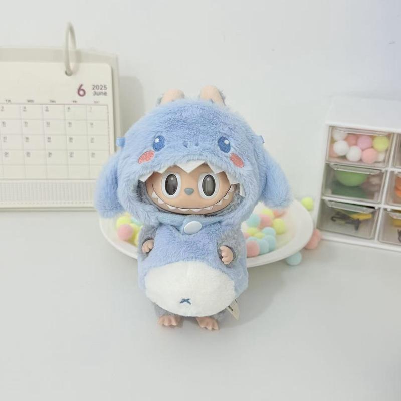 

Только одежда 10 см Каваи Лабубу Плюшевая игрушка Картофельные чипсы Кукуруза Животное Акула Динозавр Пчела Комбинезон Одежда Лабубу Подарок для детей