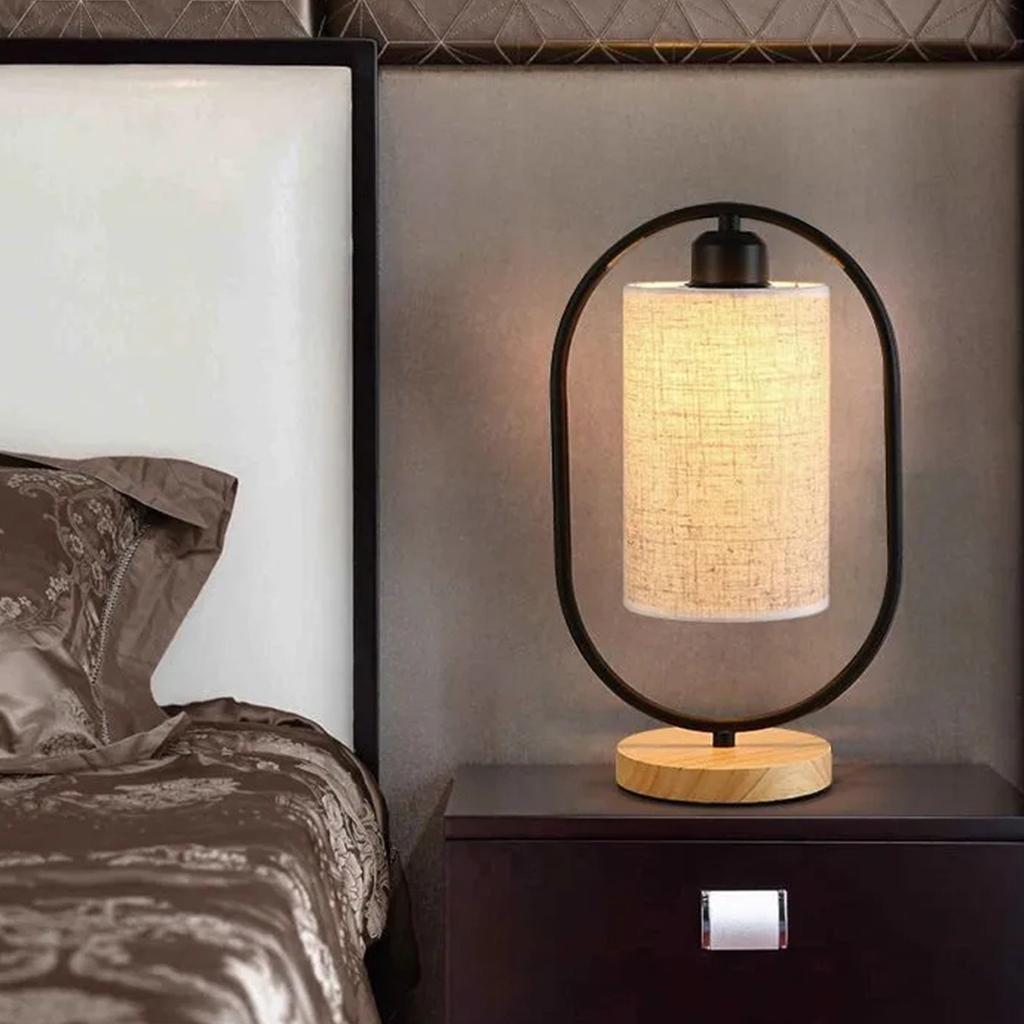 Desk Lamp, Bedroom, Bedside, Personalized, Creative  Retro Fabric, Warm Solid Wood Dimming Small Night Light