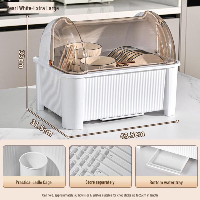 LIEI Covered Dish Drying Rack with Cutlery Holder