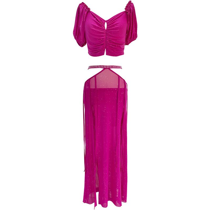 Conjunto de Vestido Longo de Fada para Iniciantes de Dança do Ventre - Uniforme de Performance Feminino