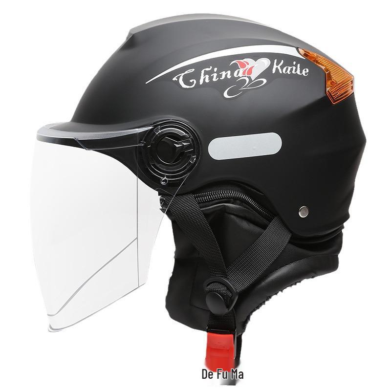 2022 National Standard 3C Certified Class A Motorcycle Helmet with Warm Neck Gaiter - Unisex Printed Half Helmet