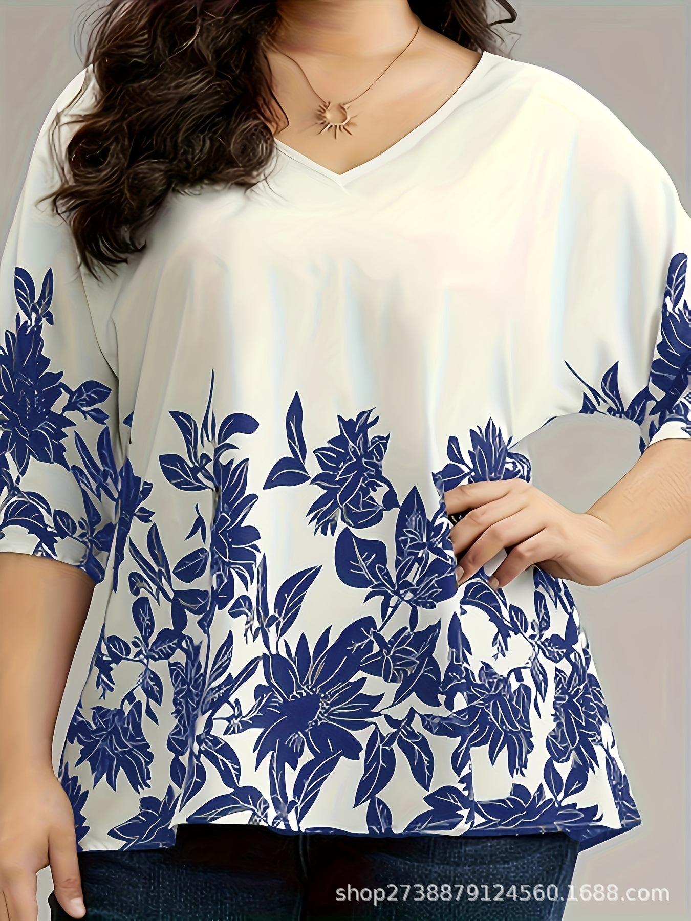 Summer 2026 Women s Plus Size Printed Casual T-shirt - Loose Fit, European & American Style XXL