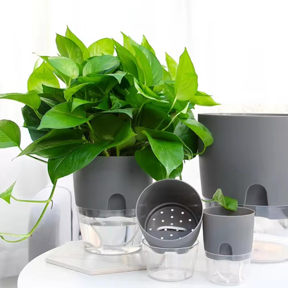 Self Watering Flowerpot Automatic Self-watering Flowerpot with Drainage Holes Transparent Base Hydroponic Planter Flowerpot