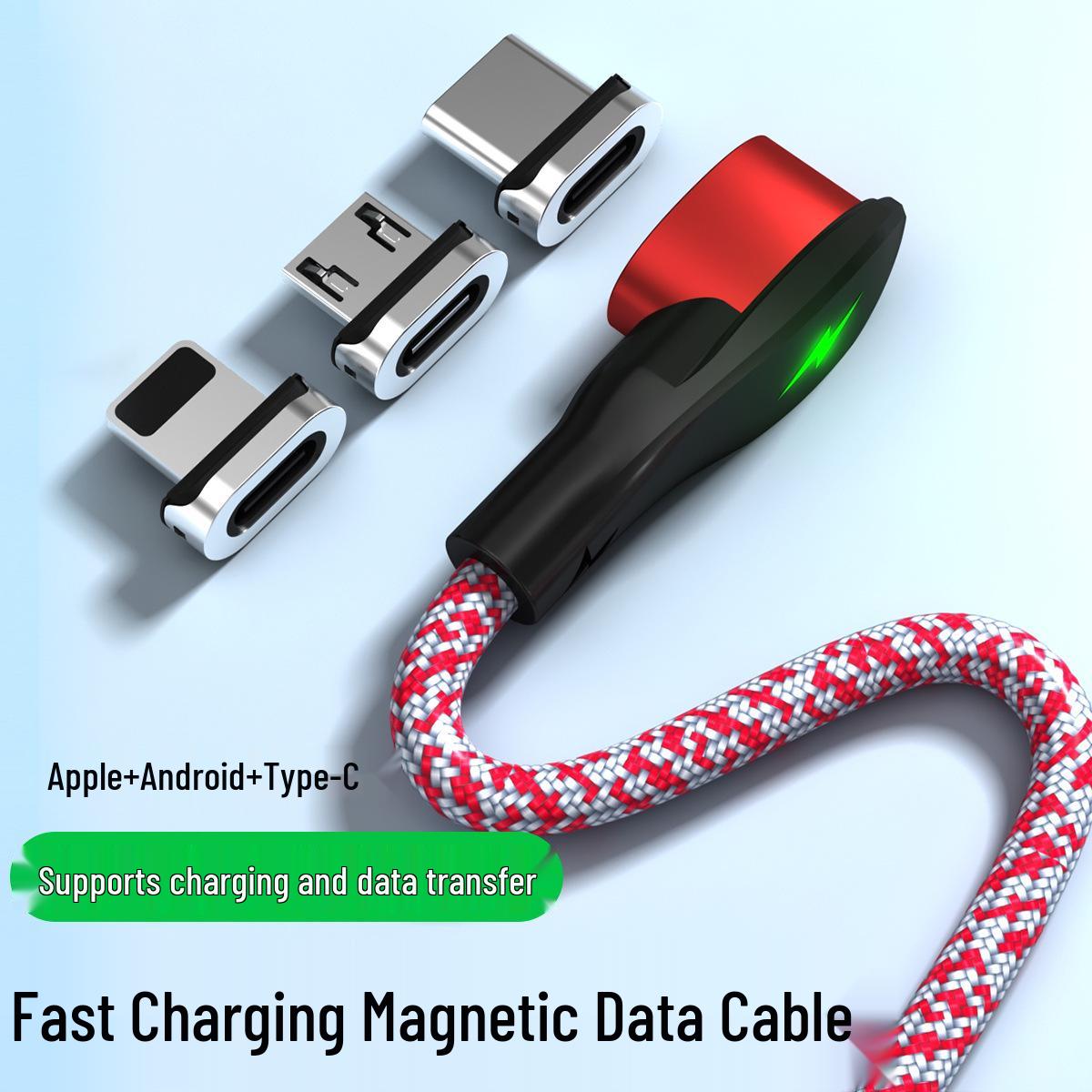 Elbow Magnetic 3-in-1 Fast Charging Cable for Apple – Strong Magnetism, Quick Charge Android Magnetic Head чёрный