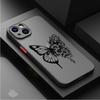 Butterfly Printed Case for Apple iPhone 15 11 14 13 12 Pro 7 XR X XS Max 8 Plus 6 6S SE 2022 15Pro Black Matte Phone Funda