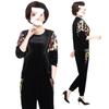 Gold Velvet Sportswear Suit, Western Style Middle-aged and Elderly Women's Spring and Autumn Mother's Wear Two-piece Set