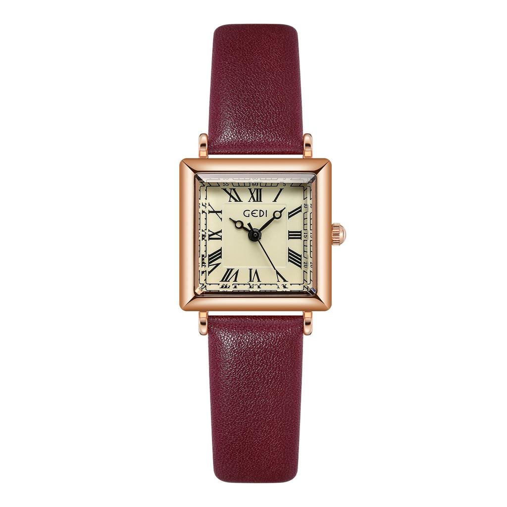 Student Vintage Watch Exquisite Small Square Disc Belt Watch Ladies Waterproof Quartz Watch