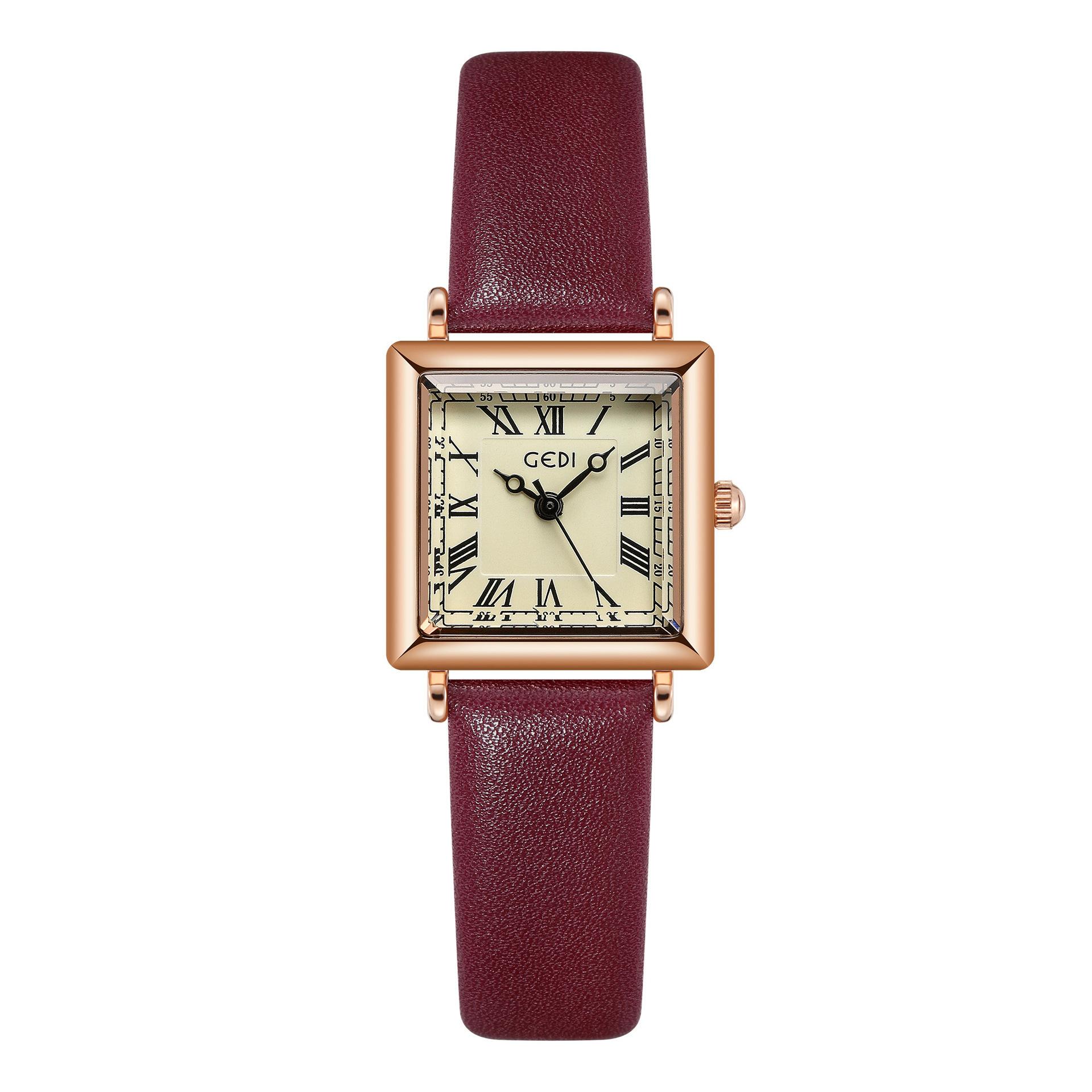Student Vintage Watch Exquisite Small Square Disc Belt Watch Ladies Waterproof Quartz Watch