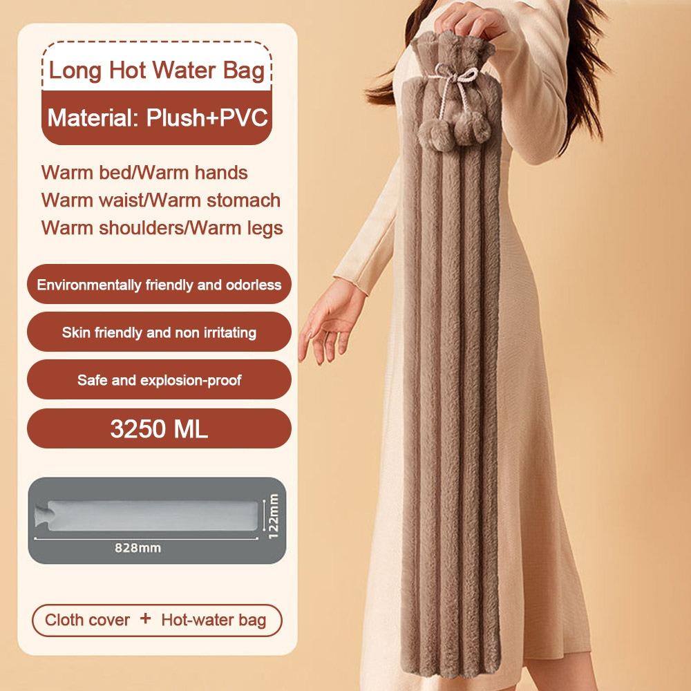 3250ML Portable Winter Long Hot Water Bag Kawaii Soothing Aching Insulation Hot Water Bottle Cute Soft Hand Warmer