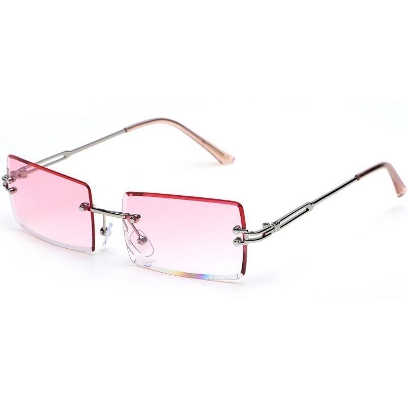 2pcs Sunglasses For Women Fashion Rimless Beach Gradient Sunglasses Original Rectangle Glasses UV400 Eyeglasses