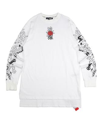 Monkey Flower Unisex Tropical Graphic Cotton Single Long Sleeve T-Shirt / Ms8Wts05U White