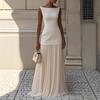 Women's Solid Color Sleeveless Knit Vest + Knit Half-Length Skirt Set Two Piece Outfit