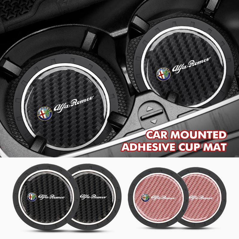 For Alfa Romeo 1/2pcs Car Waterproof Anti Slip Mat Coaster Silicone Water Cup Mat 159 Giulietta 156 147 Giulia Mito GT Stelvio esz566