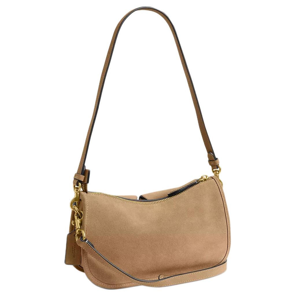 Coach Turnlock Waverly Double Lock Removable Chain Strap Suede Leather And Refined Calfskin Crossbody Bag Women Crossbody Bag Brown CEA86-B4XIB