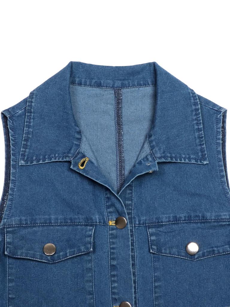 Women's European & American Sleeveless Denim Dress - Spring/Summer Fashion, Slimming, Single-Breasted