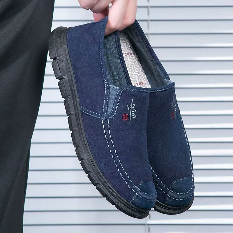 cloth shoes men's soft-soled deodorant breathable casual shoes non-slip wear-resistant lazy one-pedal work canvas shoes