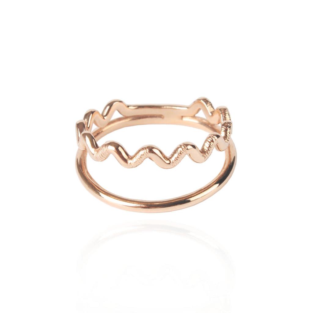 Mezmic White Magic Zigzag Double Gold Ring