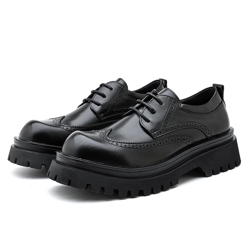 

Броги в британском стиле для мужчин, деловой кэжуал, модные, для поездок на работу, кожаная обувь на толстой подошве 4 см, мужские туфли на платформе, свадебные туфли 38