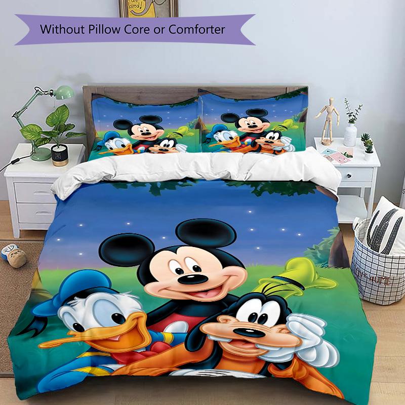 Mickey Friends Adventure Print 3Pcs Bedding Setduvet Cover With 2 Bedropillowcase Home Birthday Gift