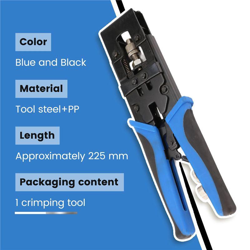 A84E-1Pc Durable Coax Compression Crimper Tool BNC/RCA/F Crimp Connector RG59/58/6 Cable Wire Cutter Adjustable Crimping Plier