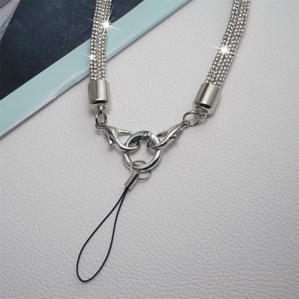 Luxury Rhinestone Phone Lanyard: 0.8CM Anti-Lost Wrist Keychain and Bag Chain