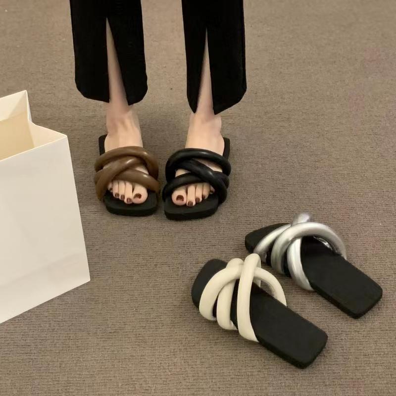 2024 Sommer Damen Hausschuhe Mode Zehenfrei Slipper Sandalen Flacher Absatz Outdoor Lässig Strand Pantoletten Schuhe Flip Flops Damen