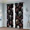 2pcs, Creative Curtains Grey Skull & Floral Peel Versatile 100% Polyester (without Rod) Stuff Clearance Ldeal for Bedroom,