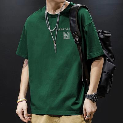 Sommer Reine Baumwolle Kurzarm Bedrucktes T-Shirt Herren Lockerer Rundhals Herren Oberteil Basisshirt Trend Oberteil