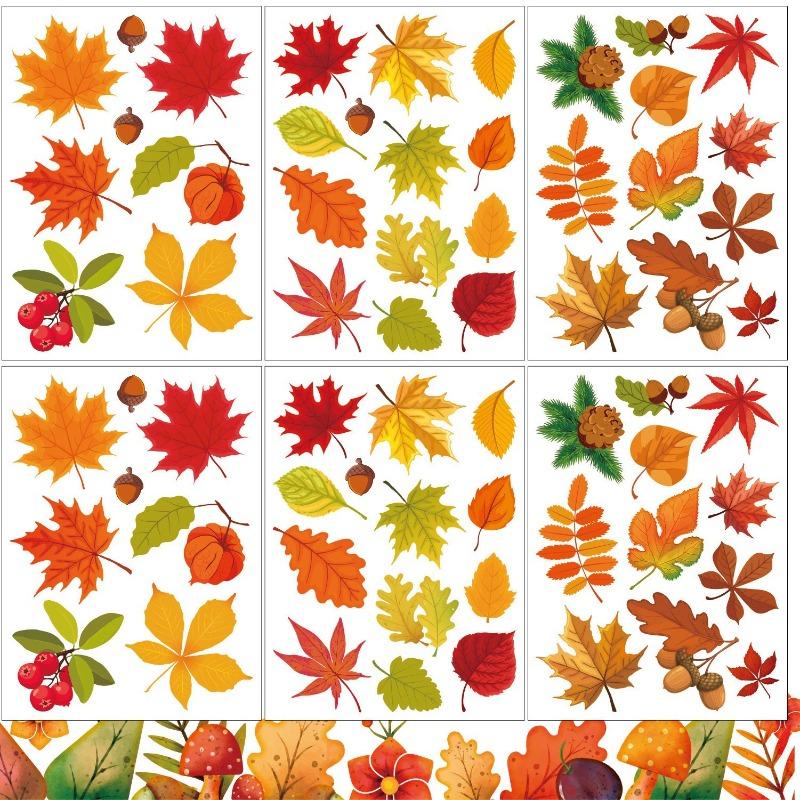 Window Wall Sticker DIY Home Decor Double Side Printing No Glue Autumn Maple Leaves Wall Art PVC Sticker Decals for Glass Door