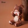 Mini Rebirth Doll 4.3 Inch Cute Animal Doll Deer/Bee/Bear/Giraffe/Tiger/Rabbit Washable PVC Material Forced Clothes and Hat Toys