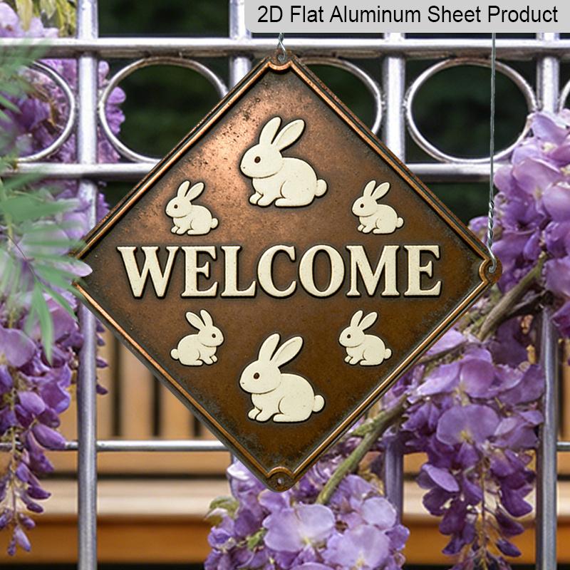 

2D Flat, 1pc Vintage Rabbit-Themed Rabbit Wall Decor - Aluminum Metal Sign Suitable for Living Room, Entryway, Home Decoration Gift for Aunt, Rabbit 20*20cm