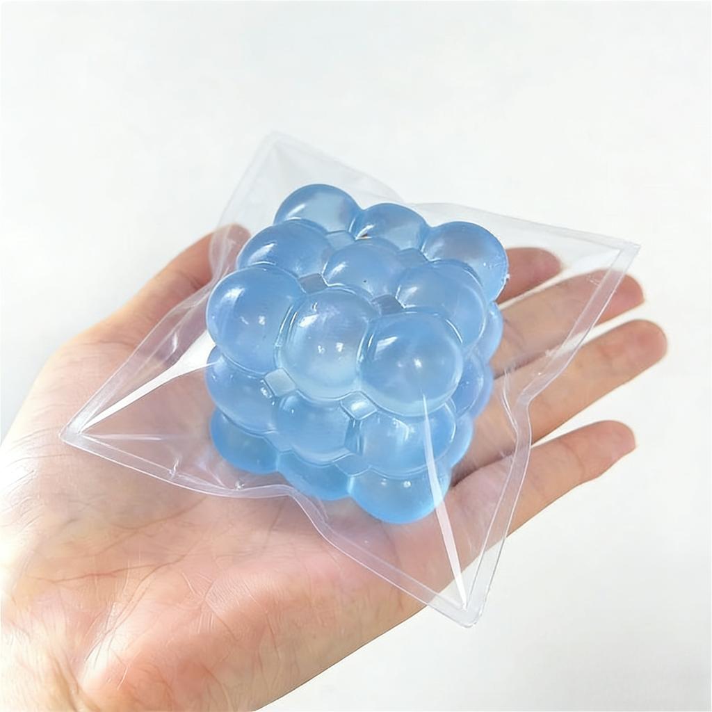 1Pcs Random Color Cube Maltose Squeeze Toy Soft Transparent Stress Relief Bubble Fidget Toy Portable Hand Decompression Toy