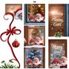 Christmas Window Clings With Cute Santa Cat Snowflake Pattern Removable Self Adhesive For Home Shop Xmas Decoration
