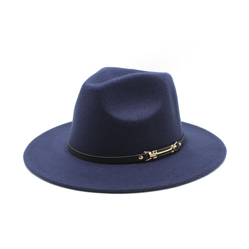 Wool Top Hat Jazz Hat Retro Black Wool Woolen Jazz Hat Flat-Brimmed Big Eaves Hat Jz-70