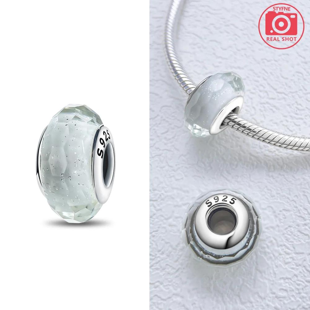 925 Silver Bracelet Women Diy Jewelry Gift Accessories Charms Beads Pink Murano Glass Blue Flower Butterfly Beads