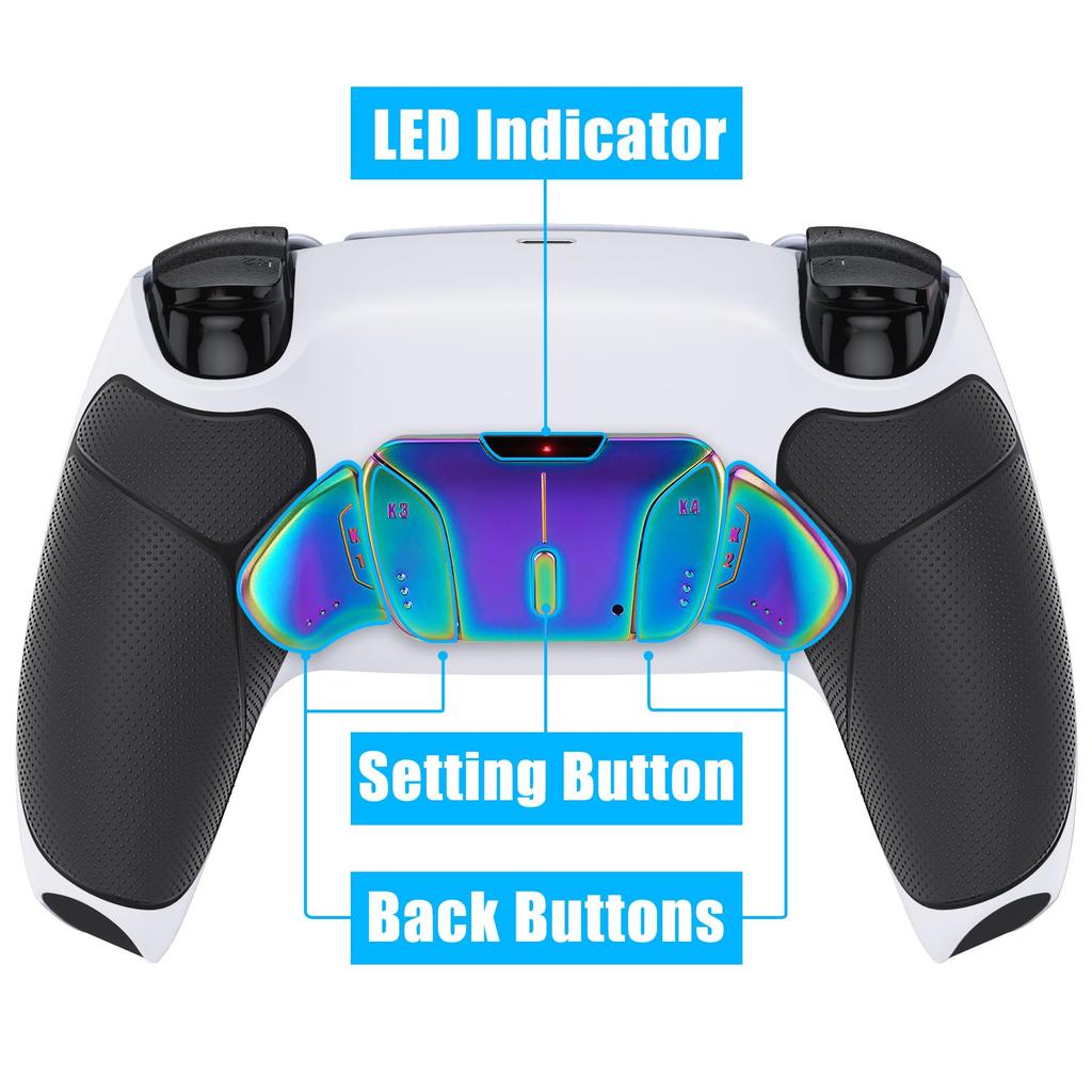 eXtremeRate Metal Version Chameleon RISE4 V3 Back Remap Kit with Rubber Grip for PS5 Controller Upgrade Board Black Back Shell with Rubber Grip 4