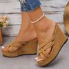 Roman Cross Strap Wedges Sandals Women 2025 Summer Thick Sole Non Slip Slippers Plus Size Comfort Chunky Platform Beach Shoes