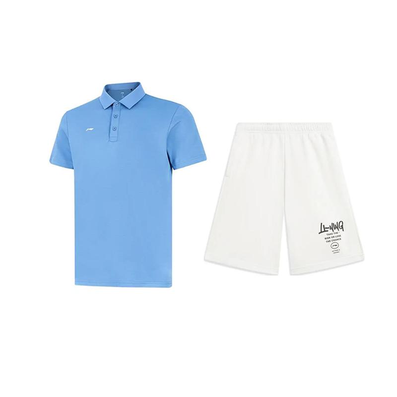 

Li-Ning Простая Однотонная Удобная Дышащая Универсальная Футболка-поло с коротким рукавом Повседневный Спортивный Комплект Унисекс Футболка-поло Белая APLV495-5+AKST593-7 4XL