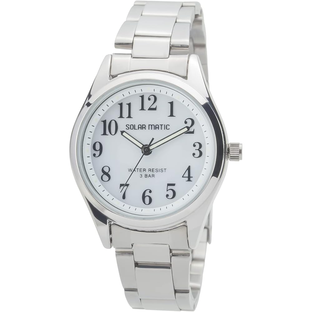 Crepha Analog Solar Watch Stainless Steel Band Water Resistant Silver SM-AL167-WTS Women s