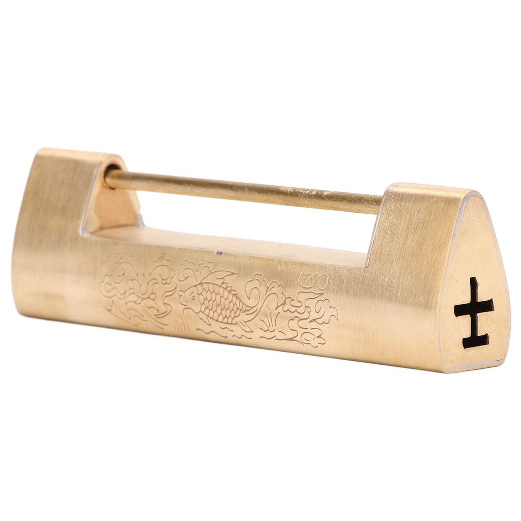 Brass Antique Padlock 8cm Spacing Delicate Chinese Old Style Jewelry Box Padlock with Key