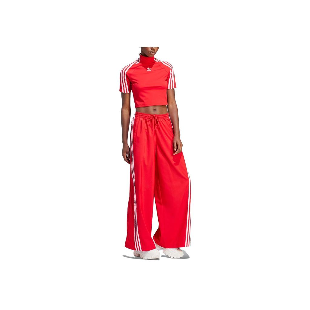 Adidas Originals Trefoil Spice Girl Series Three-Stripe Relaxed Wide Leg Track Pants Women Bottoms Red IV9315