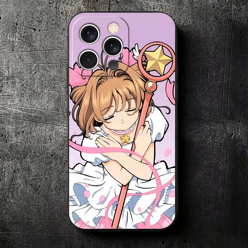 CardCaptor Sakura Anime Soft Phone Case for iPhone 16 16E 17 Air 15 Pro Max 14 Plus 13 Mini 11 12 7 Black Cover Back Shell