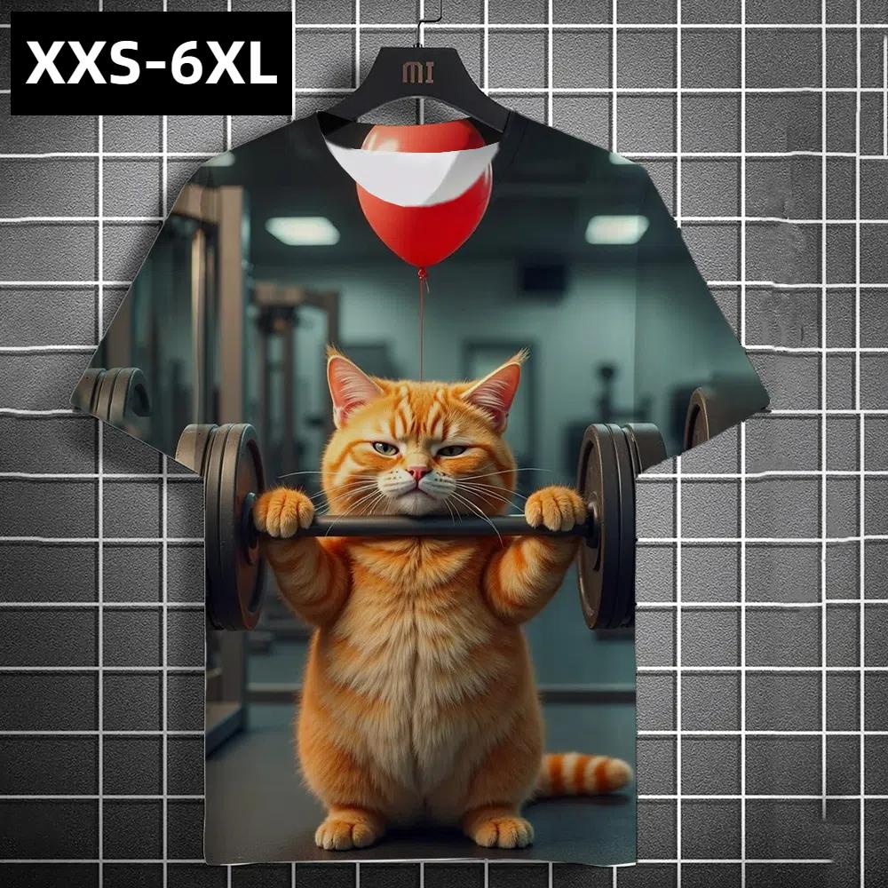 

XXS-6XL Большие размеры Веселая мужская футболка с принтом кота Топы с коротким рукавом Футболки Летняя мужская одежда Уличная повседневная Веселая футболка с изображением животных 4XL
