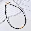 Stainless Steel Colorfast Light Luxury Necklace with Retro Black Glass Beads – Fashionable Clavicle Chain Choker