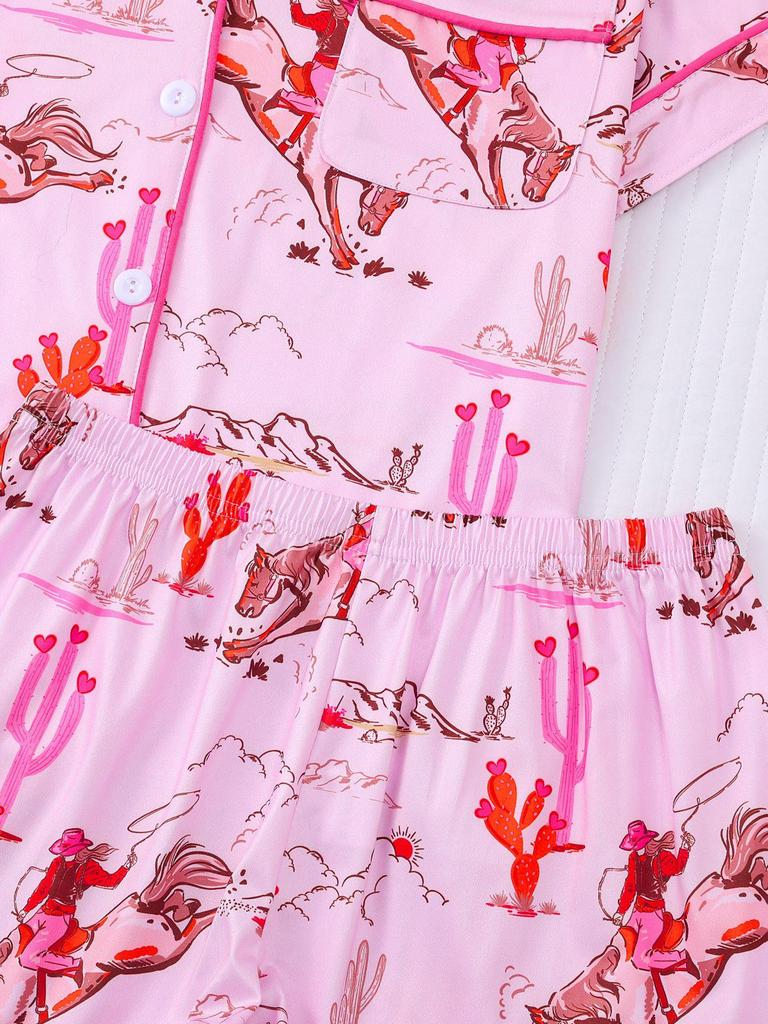 2025 Summer Multi-Color Print Short Sleeve Shorts Homewear Set