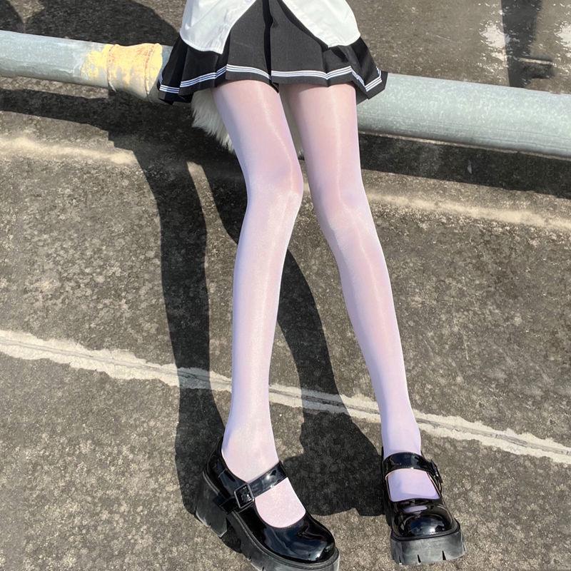 Shiny Stockings: Ultra-thin Black Silk Aurora Socks & Women's White Silk Reflective Horse Oil Pantyhose