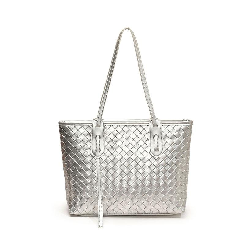 New Fashionable Woven Embossed Shoulder Bag, High-end Simple Underarm Bag, Large-capacity Tote Bag, Women's Bag