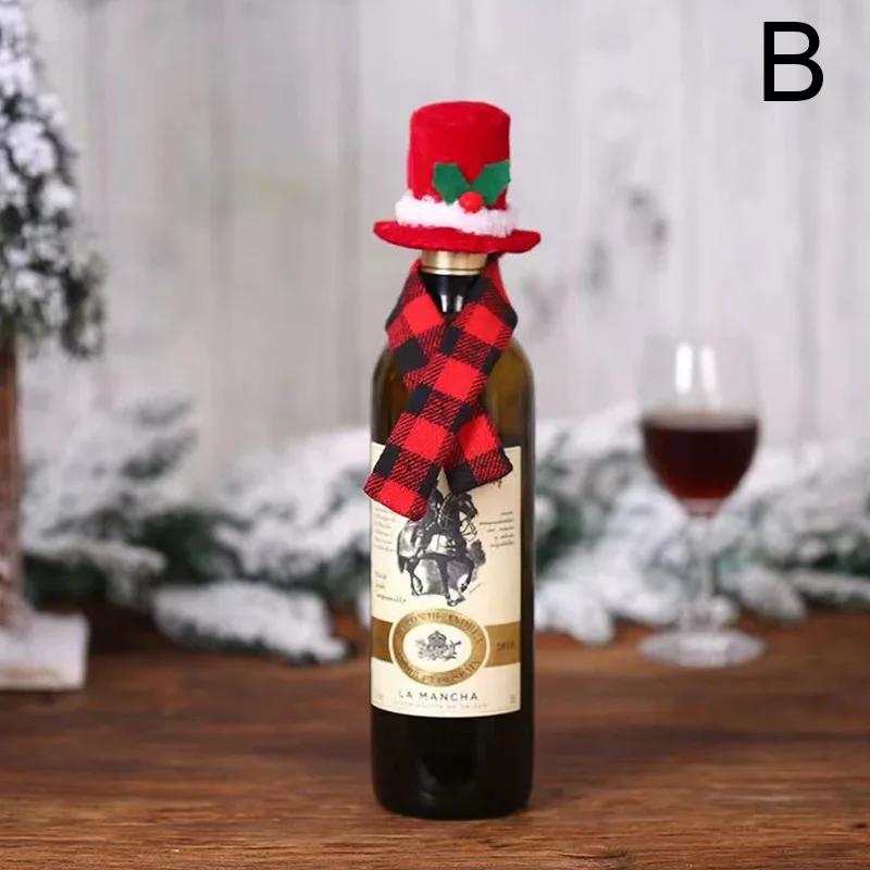 Festival Wine Bottle Cover Merry Christmas Decoration for Home Red Wine Bottle Bag Xmas New Year Dinner Table Decor Navidad